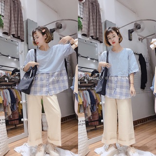 Áo pull pha kẻ