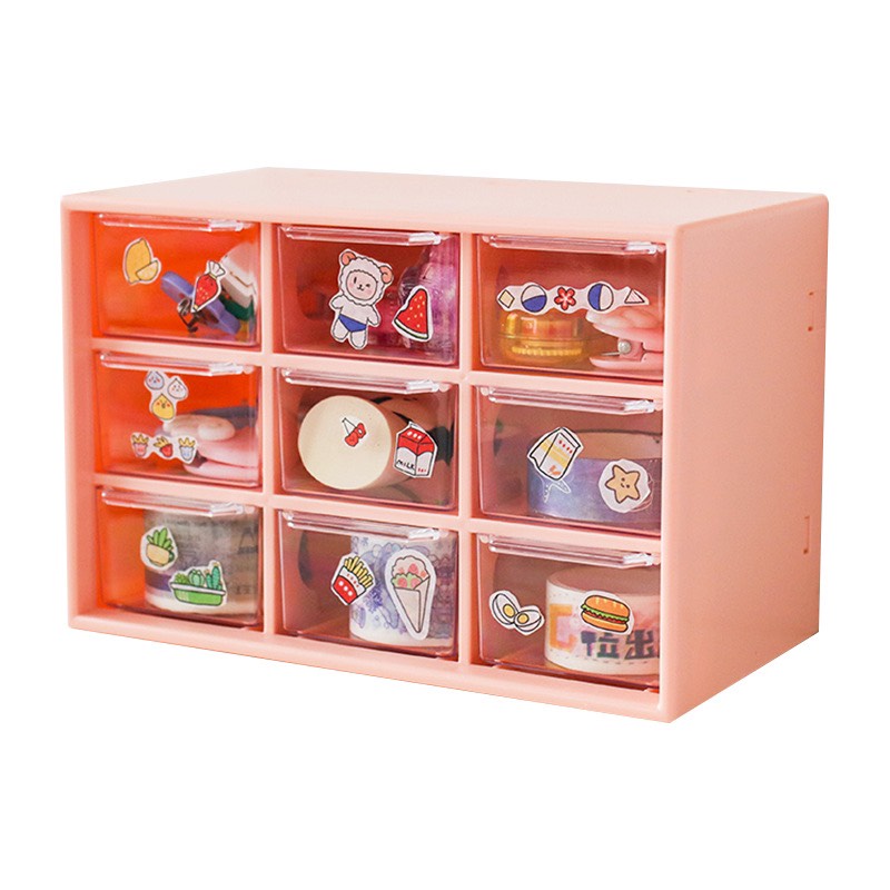 Hộp đựng đồ mini 9 ngăn để bàn nhỏ gọn, tông màu pastel dễ thương BAG U HOP9N