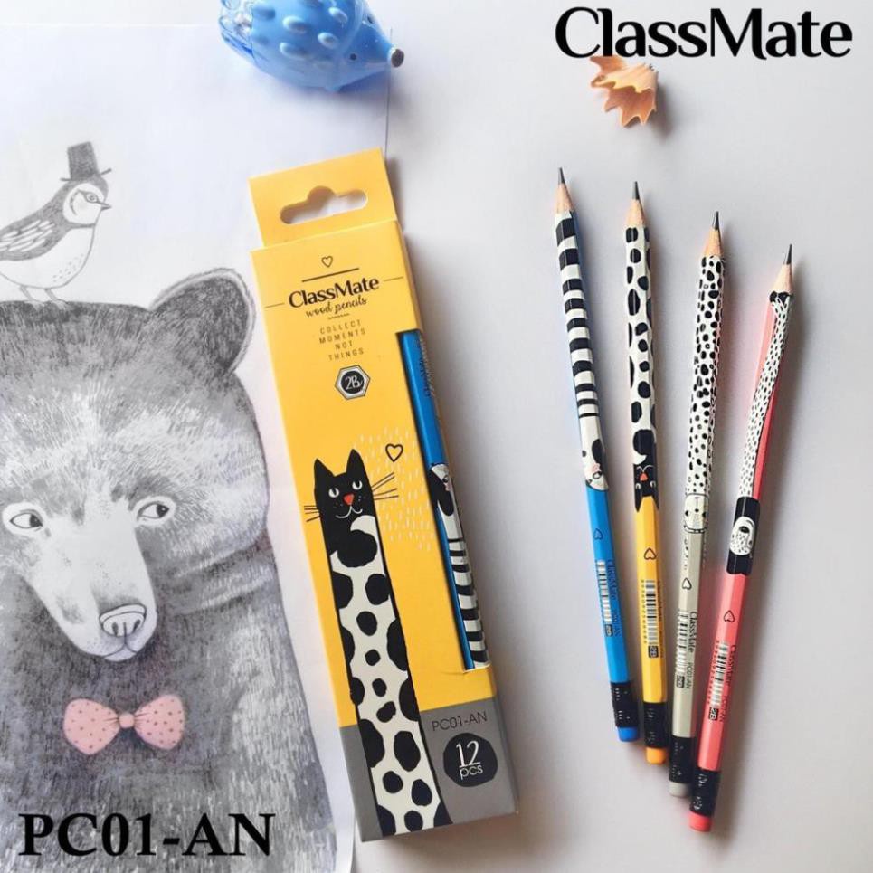 Bút chì gỗ 2B Classmate PC01 - AN có đầu tẩy hình động vật cổ dài - Giao màu ngẫu nhiên