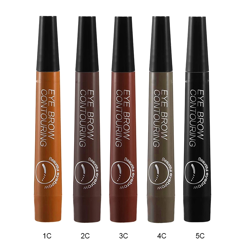 [Hàng mới về] Bút chì kẻ lông mày dạng lỏng đầu chia 4 nhánh bền màu chống thấm nước không bị nhòe