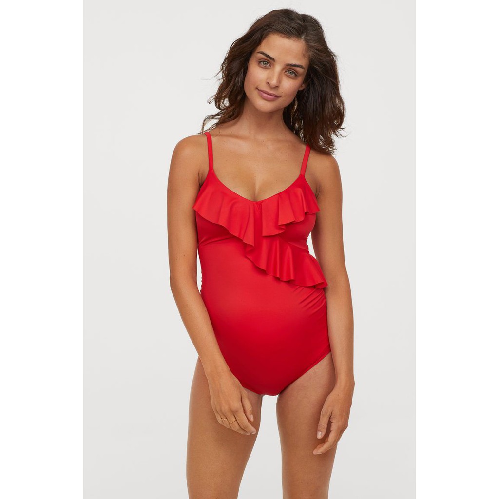 Bơi 1 Mảnh Bèo Cổ Đỏ Trơn Mama H&M