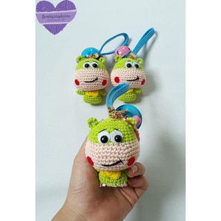 Móc khóa ba lô handmade thú bông len con hà mã- Bonitamade