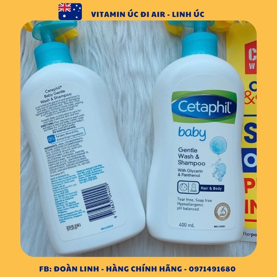 Sữa tắm gội dịu nhẹ cho bé Cetaphil Baby Gentle Wash & Shampoo 400ml