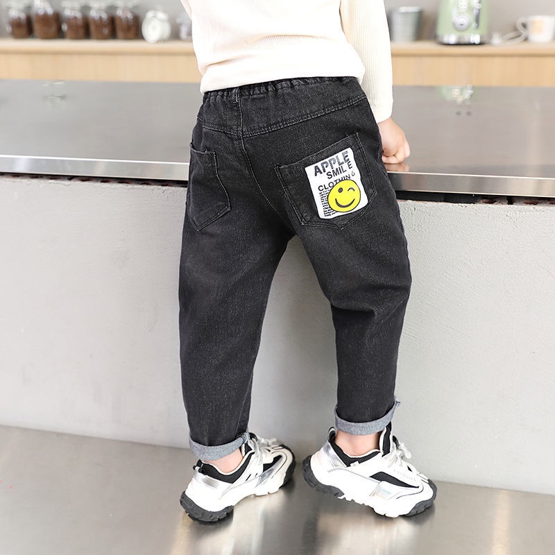 Quần Jeans Đen Dài Dáng Suông Ôm Chất Liệu Co Giãn Thời Trang Cho Bé Trai