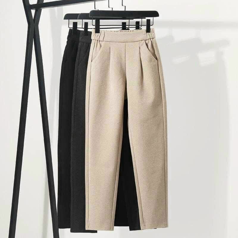 Quần dạ baggy nữ chất đẹp cạp nử chun sau tạo dáng chuẩn có 3 màu quần baggy tây dạ loại 1