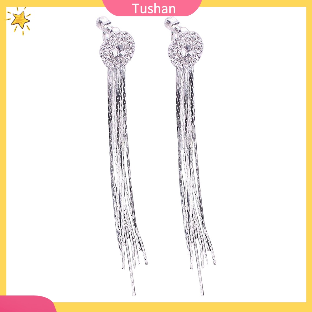 Bông Tai Dáng Dài Đính Đá Lấp Lánh Thời Trang Cho Cô Dâu