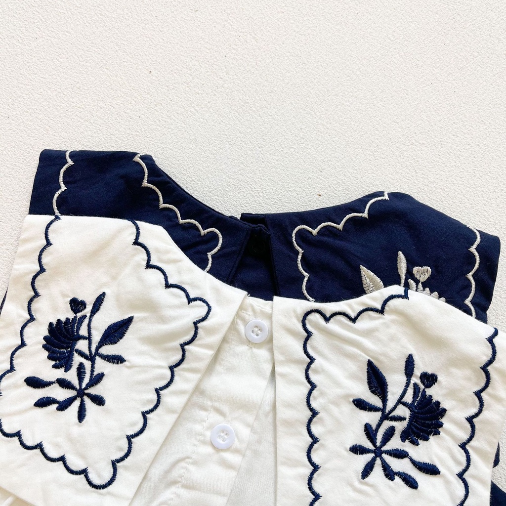 Áo Liền Quần Không Tay Hoạ Tiết Thêu Xinh Xắn Cho Bé Gái