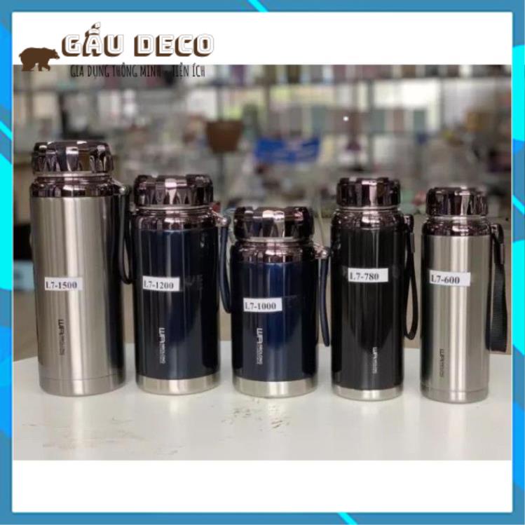 Bình giữ nhiệt Inox 304 nắp Titan có quai silicon - Hàng chính hãng - 1000- 1200ml, 1500ml
