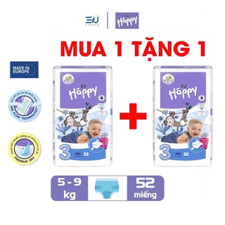 Bỉm T3, tã dán cao cấp BELLA HAPPY nhập khẩu Pháp 52 miếng cho bé 5-9kg thoáng mát, thấm hút, chống tràn