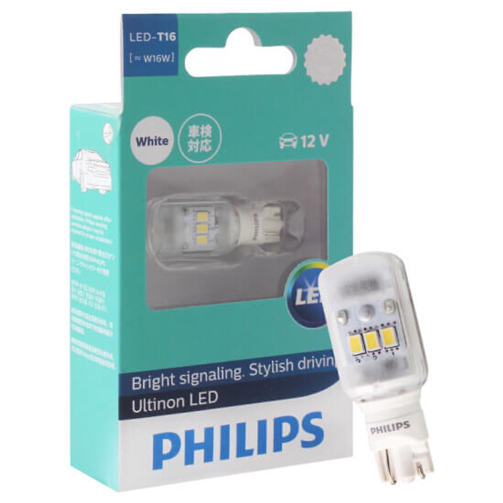 Bóng Đèn Tín Hiệu Led Xe Ô Tô/ Xe Hơi Philips T16 LED 12789 12V 6000K - Trắng (Hàng chính hãng)