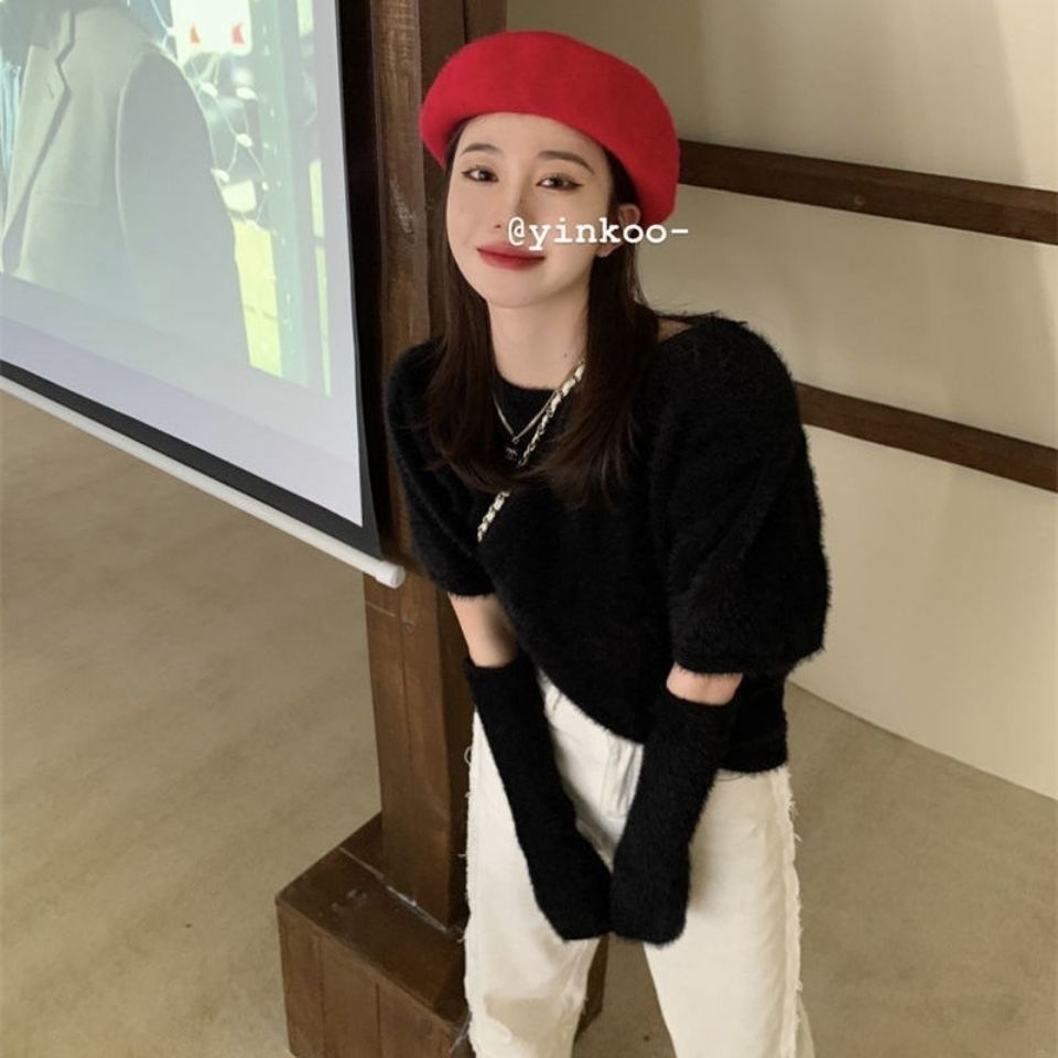 ☸Set Áo Sweater Lông Chồn Mềm Mại Phong Cách Phương Tây Cho Nữ