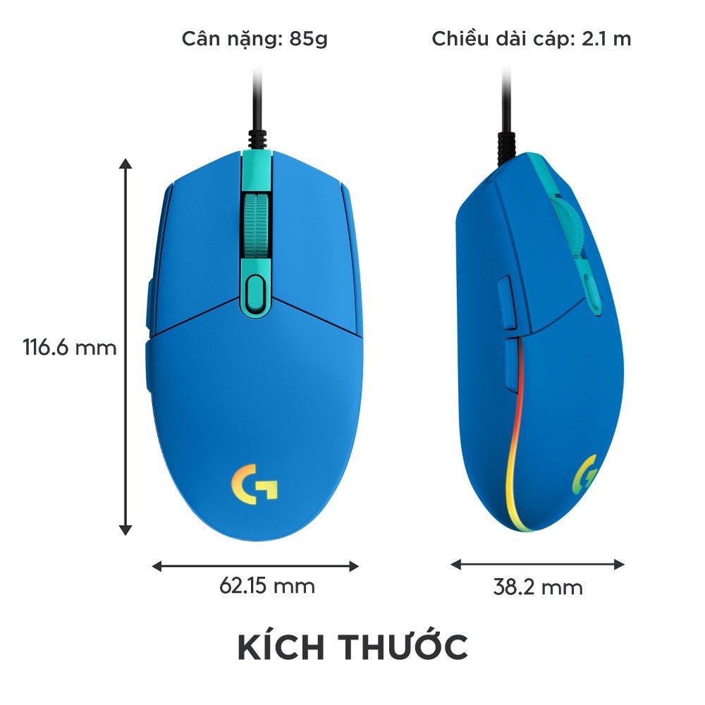 Chuột gaming có dây Logitech G203 Lightsync
