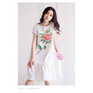 { follwer SHOP } ĐẦM SUÔNG BẦU CÔNG SỞ IN HOA SANG CHẢNH