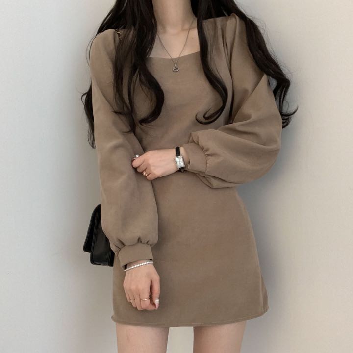 Đầm tay phồng dài cổ vuông phong cách cổ điển cho nữ 39361