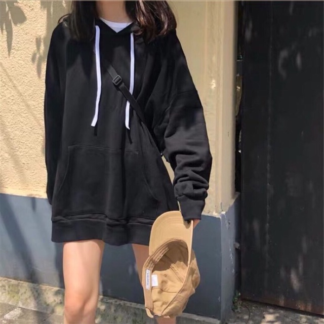 ÁO HOODIE BASIC BLACK ĐEN TRƠN UNISEX | BigBuy360 - bigbuy360.vn