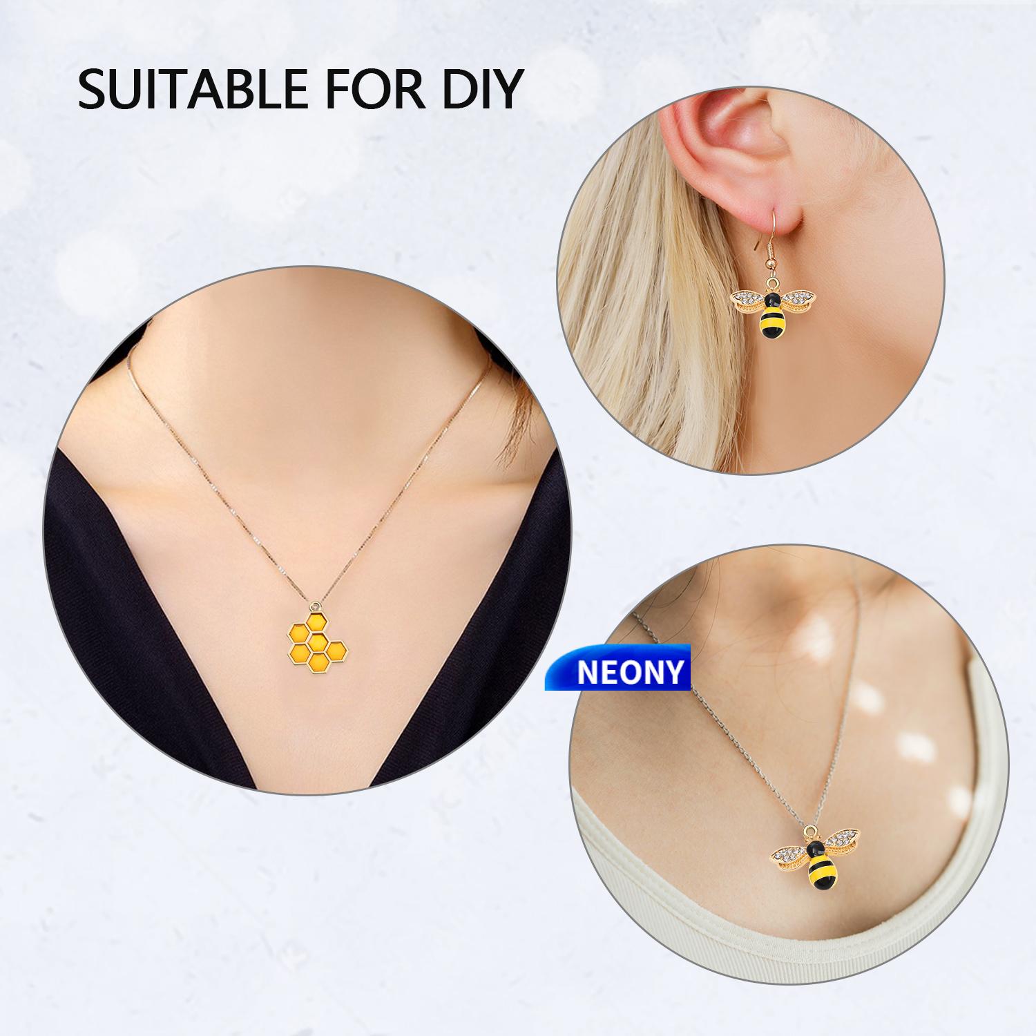 NEONY 40 Pcs Holes Charms Earring Honeybee Pendants Necklace Bee Bracelet|Jewelry Making