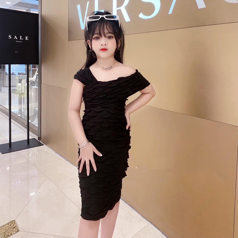 Váy body nâu đen bé gái