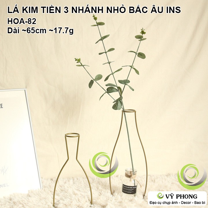 CÀNH LÁ KIM TIỀN 3 NHÁNH NHỎ BẮC ÂU TRANG TRÍ ĐÁM CƯỚI ĐẠO CỤ CHỤP ẢNH SẢN PHẨM INS HOA-82