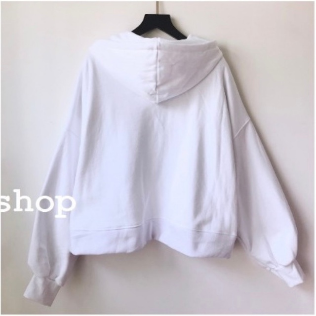 Áo Khoác Hoodie Nỉ OH.OH, Áo khoác nữ form rộng 2 màu trắng xám tay phồng Ulzzang Unisex TIBU