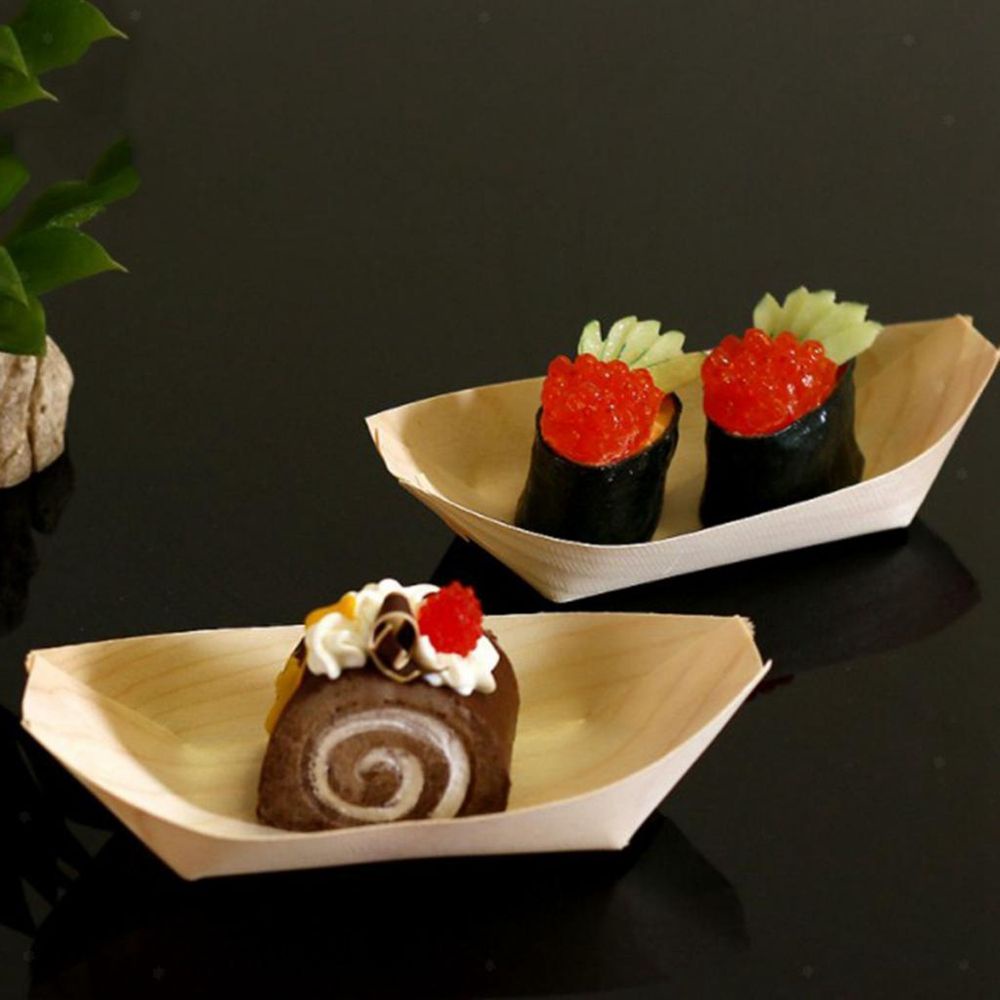 Set 50 đĩa giấy gỗ đựng sushi dùng 1 lần tiện lợi chuyên dùng cho gia đình