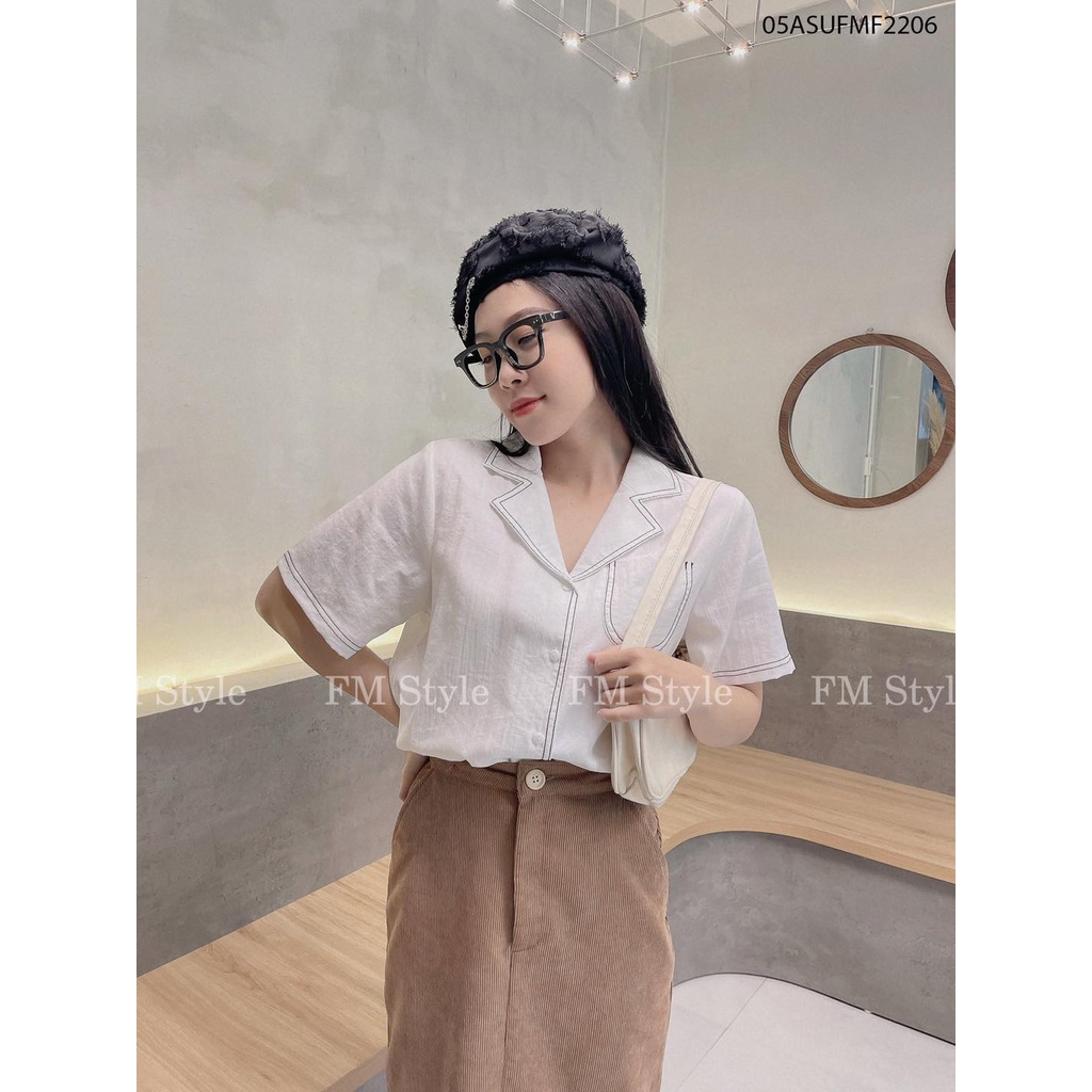 Áo sơ mi kiểu đũi xước phối chỉ viền hàng xưởng FM 21052230 | BigBuy360 - bigbuy360.vn