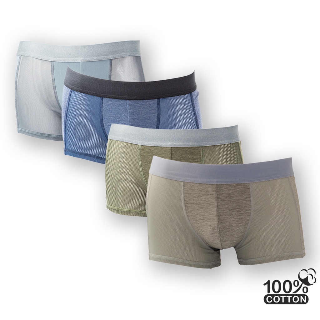 Hộp 5 quần lót nam CITYMEN Boxer nhiều lưng cao cấp vải cotton co giãn 4 chiều có phối lưới thấm hút cực tốt sịp đùi nam