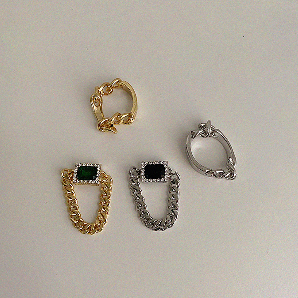 Nhẫn Mạ Bạc Đính Đá Lục Bảo Giả Thời Trang Cho Nữ