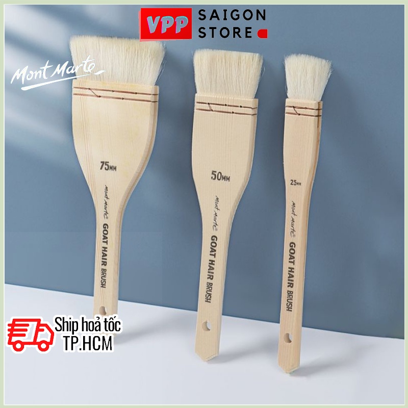 Bộ 3 Cọ Bản Lông Dê Mont Marte - Studio Goat Hair Brush Set 3pce - BMHS1003