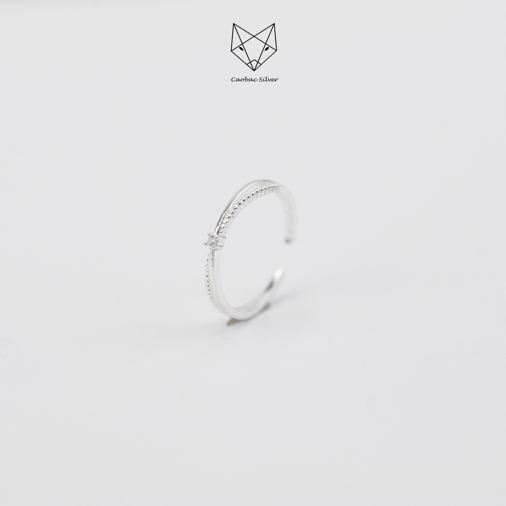 Nhẫn Nữ Bạc Ta CaoBac Silver Đơn Giản Cá Tính Trơn Dáng Hai Sợi Đan Đính Đá Tinh Tế Bạc Chuẩn Sáng Đẹp Bền Màu