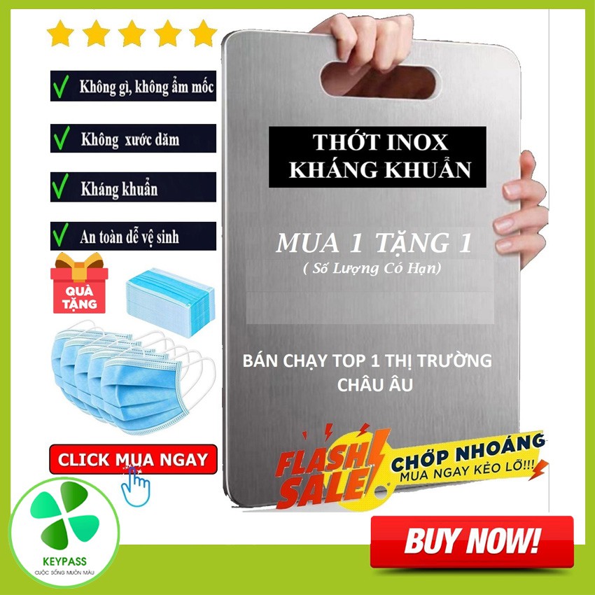 Thớt Inox Sus 304 Cao Cấp TI01- Thớt Inox Kháng Khuẩn, Khử Mùi, Chống Nấm Mốc - Kích Thước 34 x 25 cm