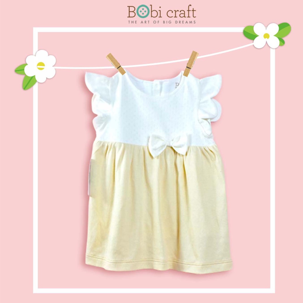 Áo đầm tay cánh hoa bé gái Bobicraft - Cotton hữu cơ organic an toàn