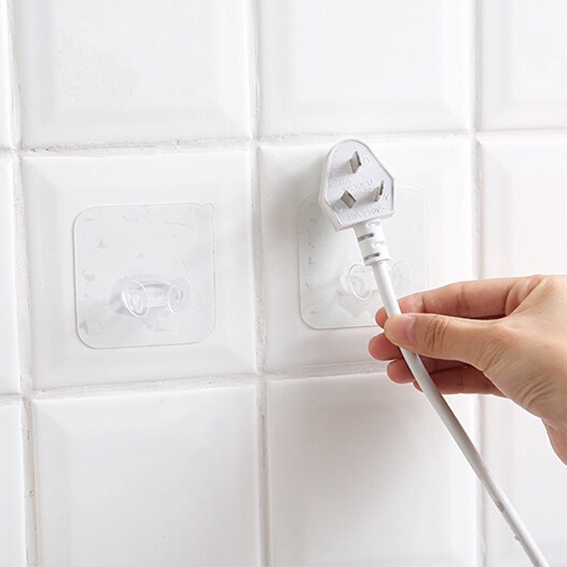 Móc treo tường trong suốt chuyên dụng kẹp phích cắm dành cho nhà bếp nhà tắm văn phòng chất lượng cao