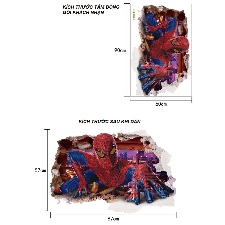 Decal Tranh Siêu Anh Hùng Người Nhện - Decal Spider Man mẫu số 7 AMYSHOP