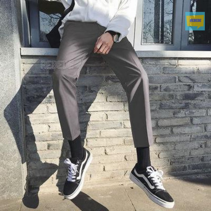 Quần baggy nam ống rộng màu đen, xám dáng suông unisex, vải tây âu hàn quốc Rebede