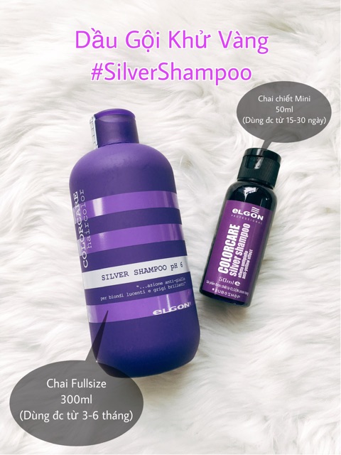 [CHÍNH HÃNG] Dầu Gội Tím Khử Vàng ELGON Silver Shampoo- Giữ Màu, Khử Vàng Cho Tóc Tẩy Nhuộm ( 50ML NGUYÊN CHẤT )