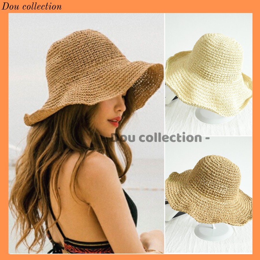 [NowShip2h] Mũ Cói (Nón Cói) Mềm Trơn Đi Biển Thời Trang Nữ Hàn Quốc - Mã NC006