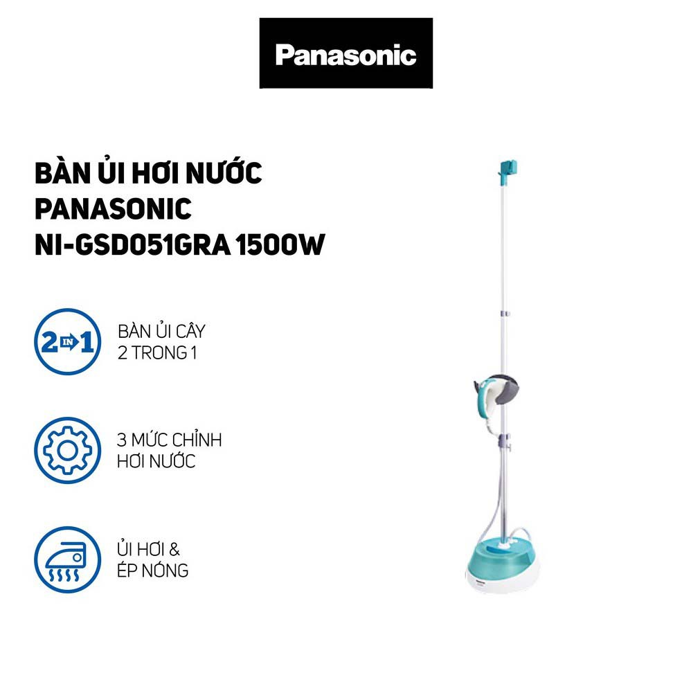 Bàn ủi cây hơi nước Panasonic NI-GSD051GRA công suất 1500W hàng chính hãng, bảo hành 12 tháng