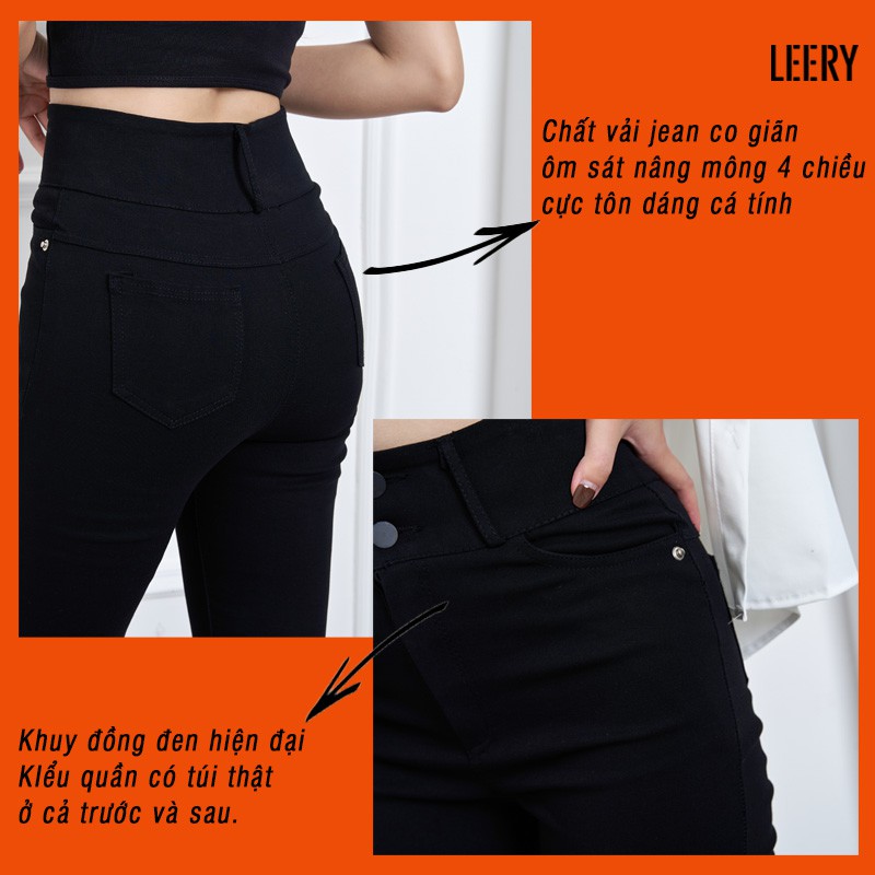 Quần skinny LEERY quần jean lưng cao nâng mông cao cấp chất jean mềm co giãn tốt dáng dài JEA-01