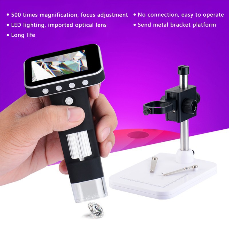 Portable USB Digital Mobile Microscope LCD Screen Metal Stand
