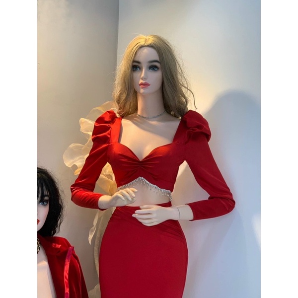 MS1265Y SET ÁO ĐẦM HỞ BỤNG SEXY ĐÍNH DÂY Đ_Á