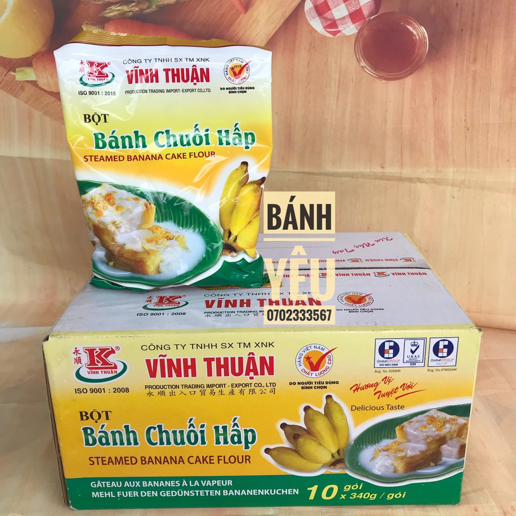 (Thùng 10 gói) Bột bánh chuối hấp Vĩnh Thuận 340g
