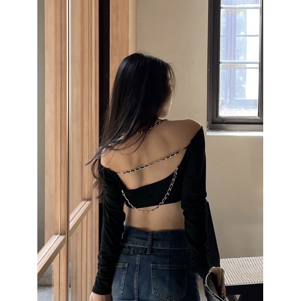 Cocory vn Áo Croptop Trễ Vai Tay Dài Thiết Kế Hợp Thời Trang Cho Nữ