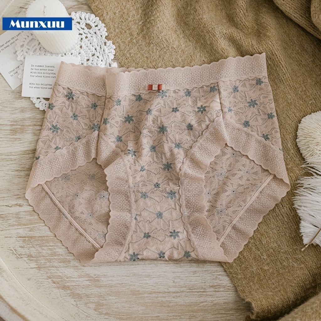 Quần lót nữ ren hoa gấm cạp cao sexy, ren xuyên thấu tôn dáng nâng mông nhẹ nhàng - MUNXUU QC60