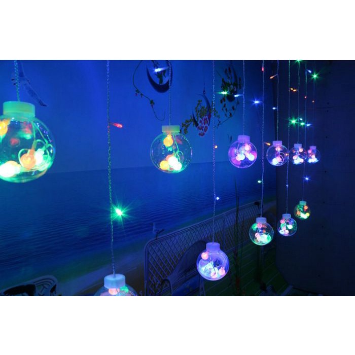 Đèn Rèm Led Nháy Bóng Tròn, Dây Đèn Led Trang Trí Sân Thượng, Phòng Khách, Phòng Ngủ