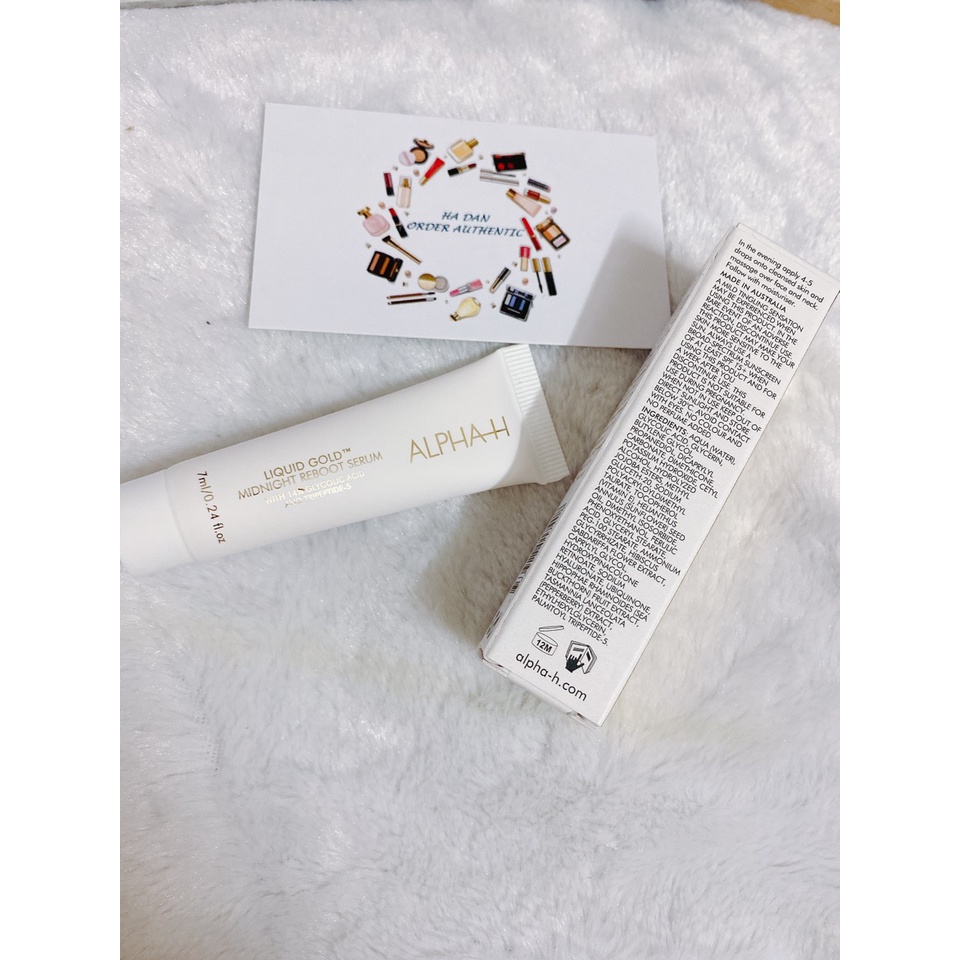 Serum dưỡng da ban đêm ALPHAH Liquid Gold Midnight Reboot Serum với 14% Glycolic Acid và Tripeptide-5