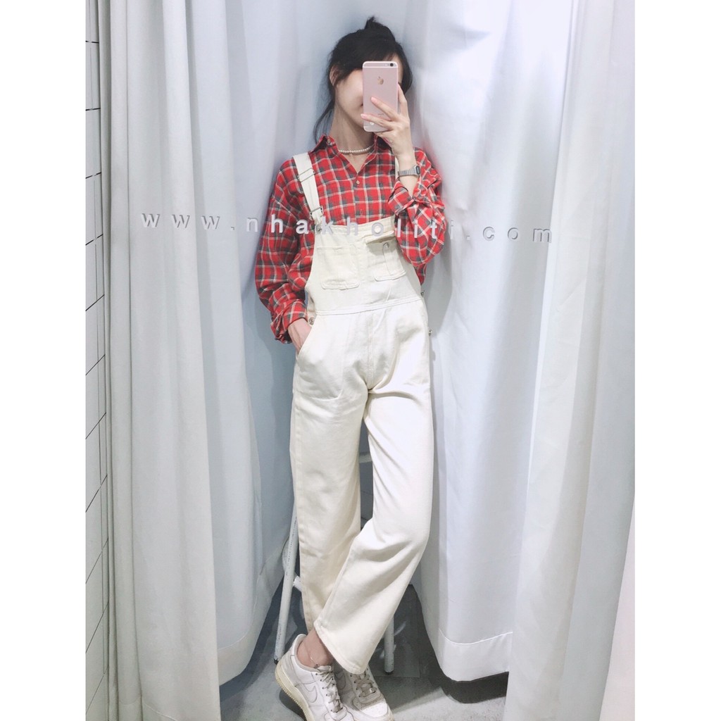 [Mã FADIRECT20 giảm 20K đơn 150K] Yếm quần dài jean 2 túi trắng kem - YQD114 | BigBuy360 - bigbuy360.vn