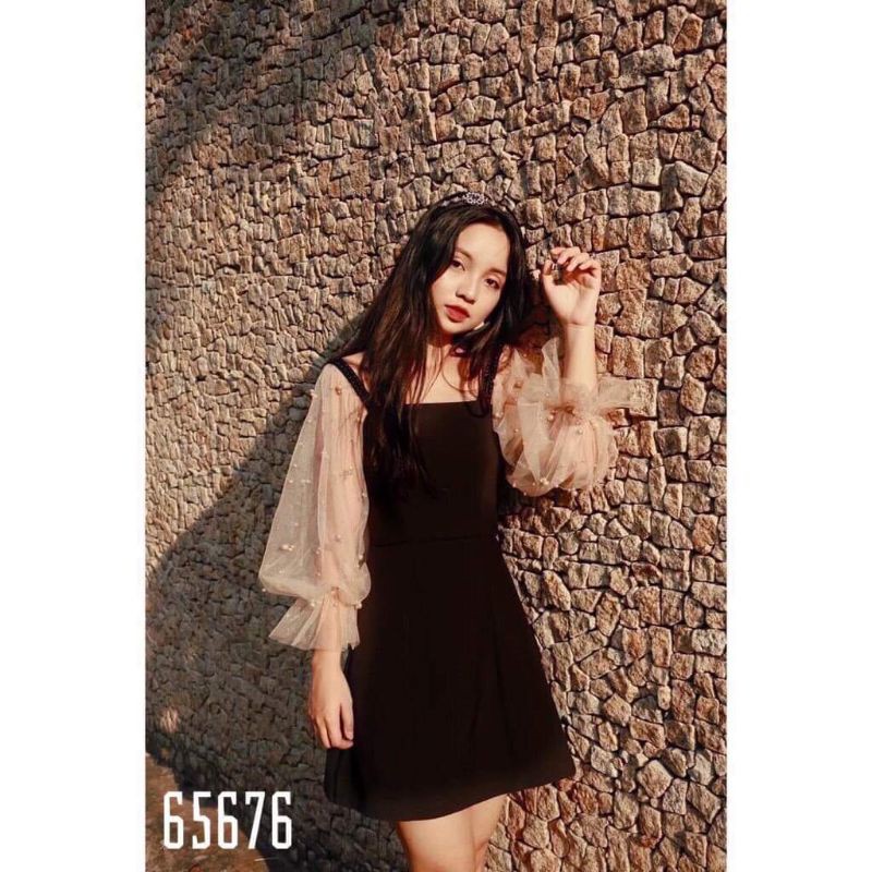 ĐẦM TIỂU THƯ CỔ VUÔNG BIGSIZE PHỐI TAY ĐÍNH NGỌC 62 ĐẾN 92KG CÓ SIZE