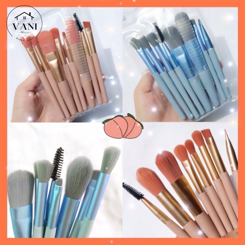 Bộ cọ trang điểm 8 món kèm túi đựng siêu mềm mượt - Set 8 cọ trang điểm cute kèm túi Zip