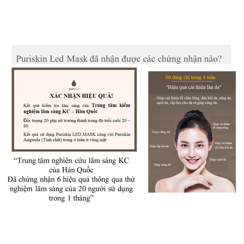 Mặt Nạ Ánh Sáng Sinh Học Hàn Quốc chính hãng - Led mask Puriskin