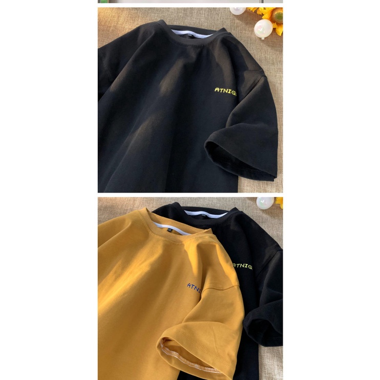Áo Thun Rộng Màu Sắc Đơn Giản Phong Cách Harajuku Hàn Quốc Dành Cho Nam Nữ